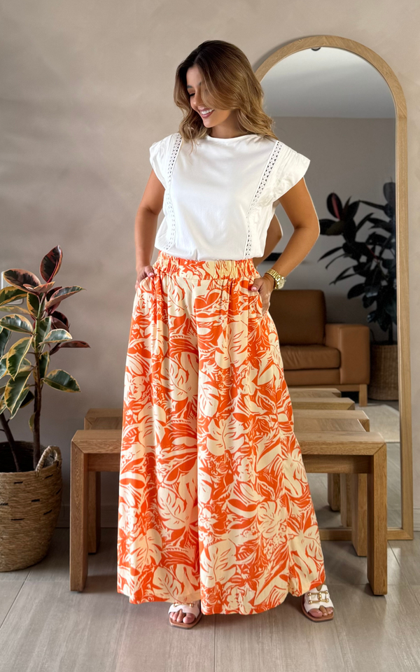 PANTALON LUCIANA ESTAMPADO HOJAS