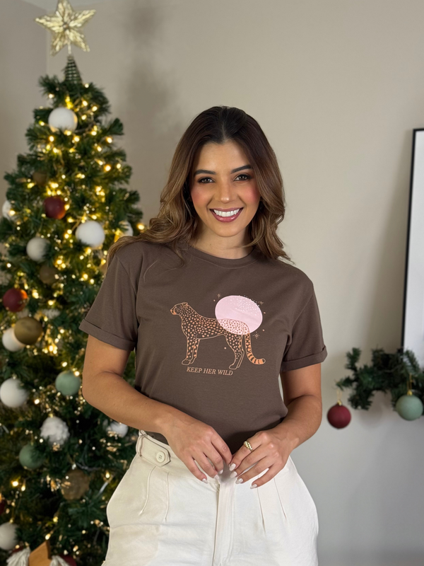 CAMISETA CAFE LEOPARDO